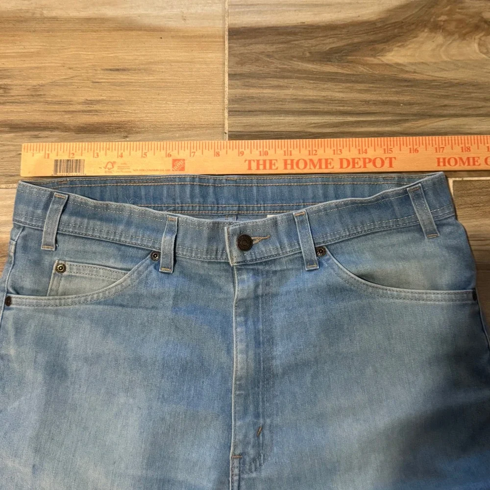 Vtg Levis 393 Movin On Jeans Light Wash Denim Work Pants Cotton Poly Blend 36x30